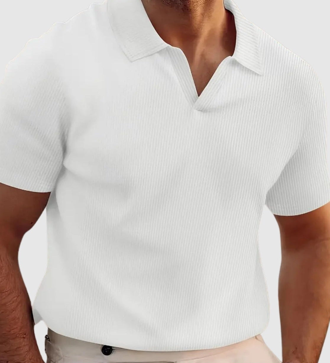 René | Žebrované tričko s výstřihem do V