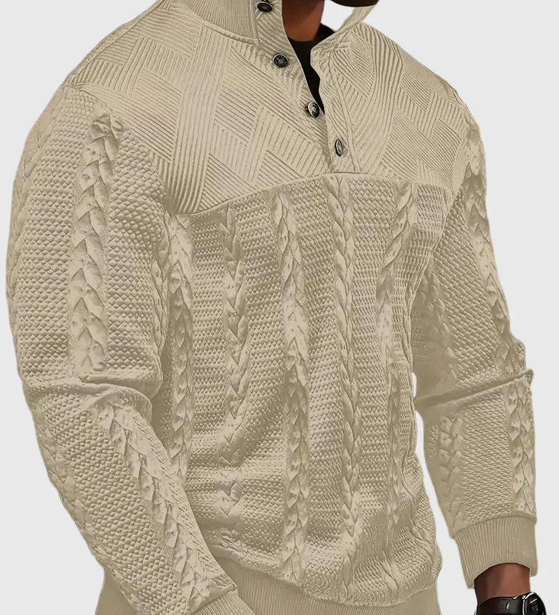 Dawson - Svetr s dlouhým rukávem Henley s pruhy