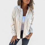 Veronika - Sametová bunda s kapucí a zipem