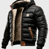 Josef - Černá prošívaná zimní bunda Sherpa