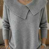 Karolína – Elegantní pletený svetr s výrazným límcem