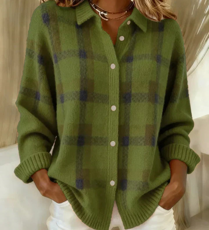 Anna - Retro svetr z ručně vyráběné vlny s kontrastem