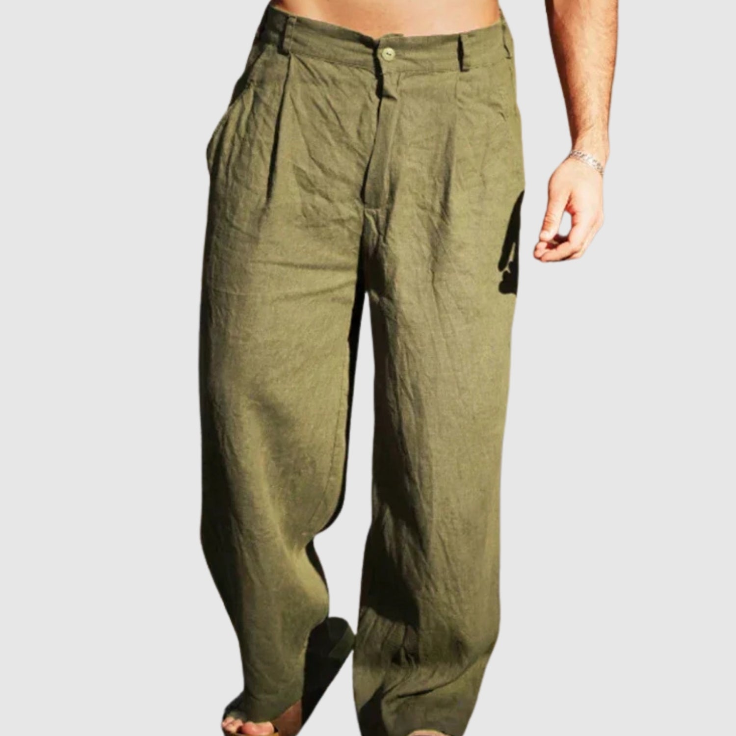 Daniel | Lněné kalhoty se širokými nohavicemi