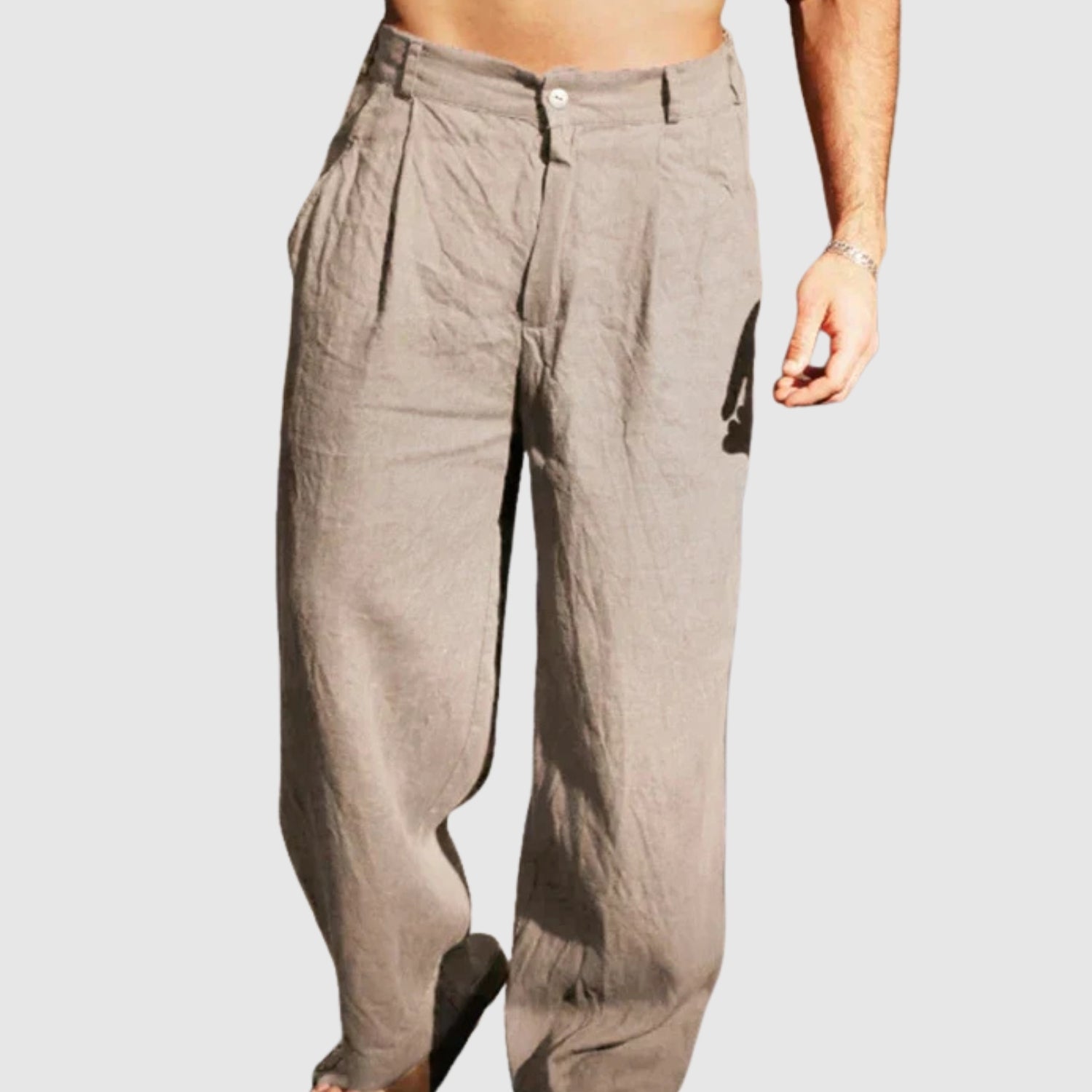 Daniel | Lněné kalhoty se širokými nohavicemi