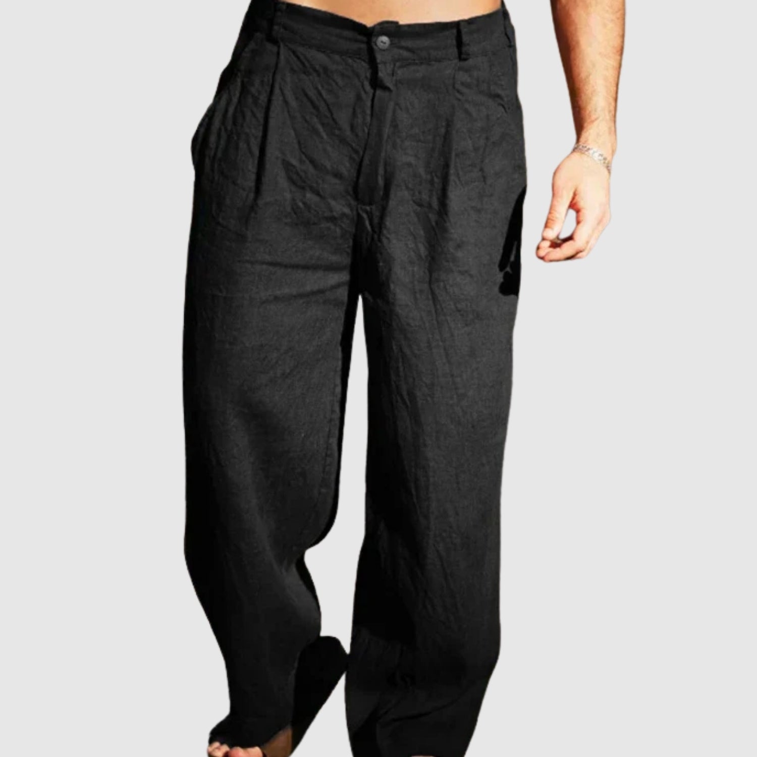 Daniel | Lněné kalhoty se širokými nohavicemi