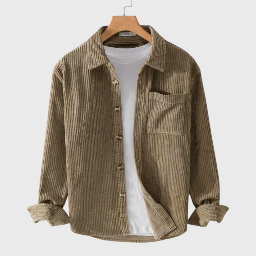 Rafael | Hnědá manšestrová košile