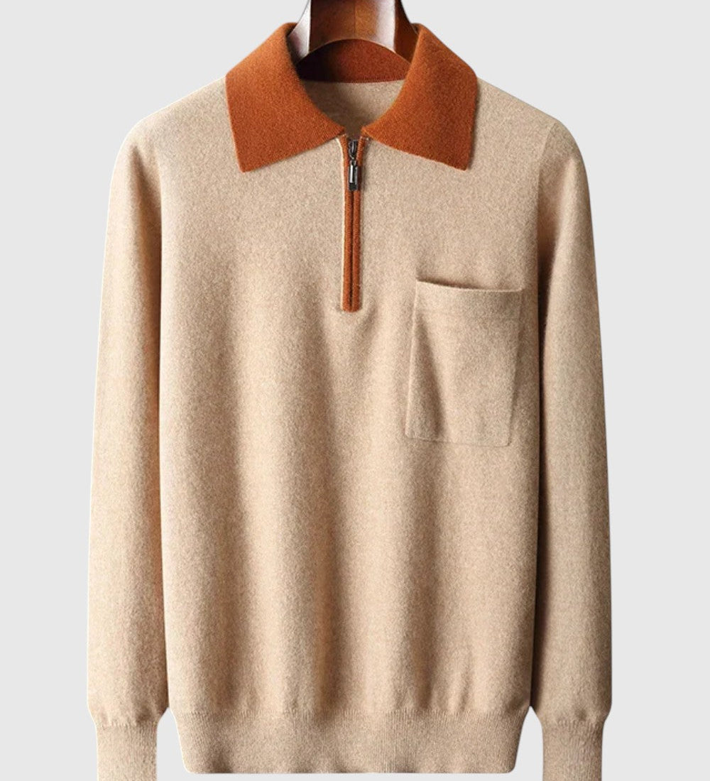 Perla - Polo Castelle s zipem z kašmíru