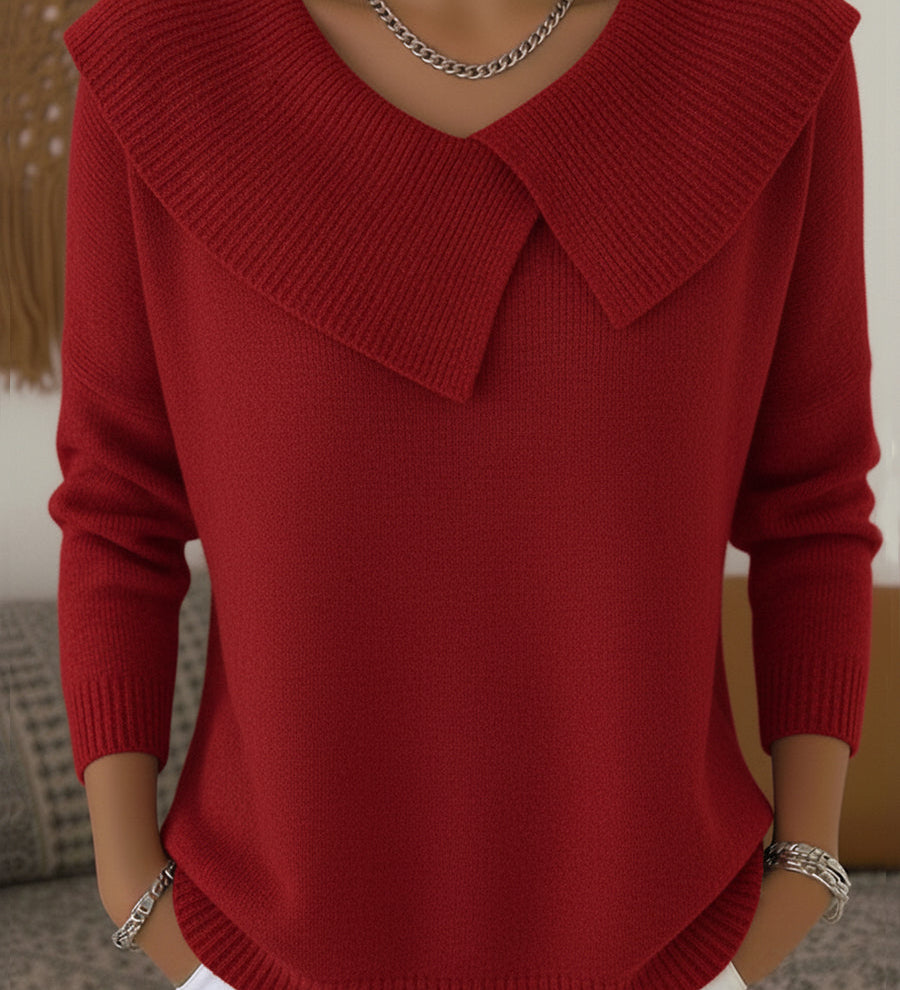 Karolína – Elegantní pletený svetr s výrazným límcem