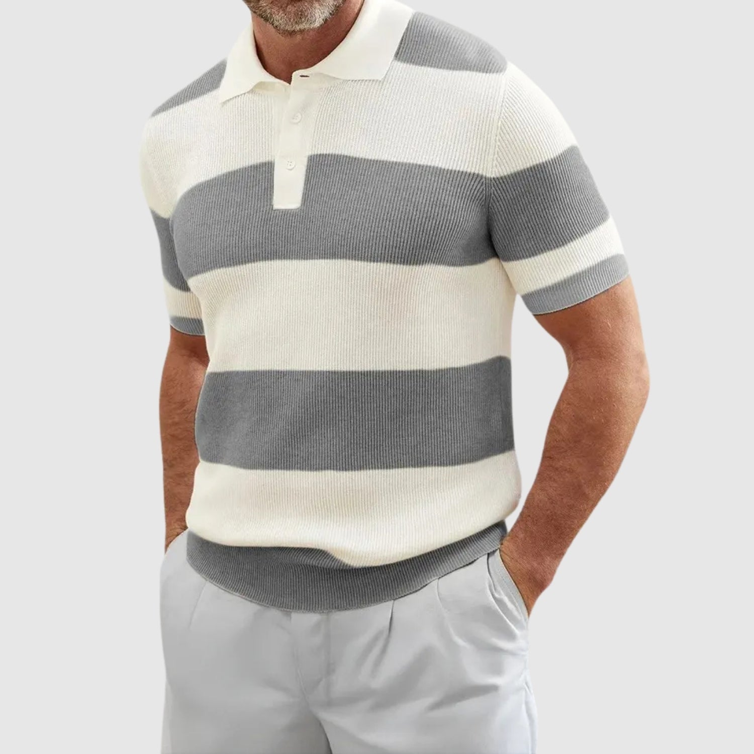 Dalibor | Žebrované polo tričko s pruhy