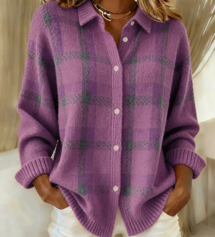 Anna - Retro svetr z ručně vyráběné vlny s kontrastem