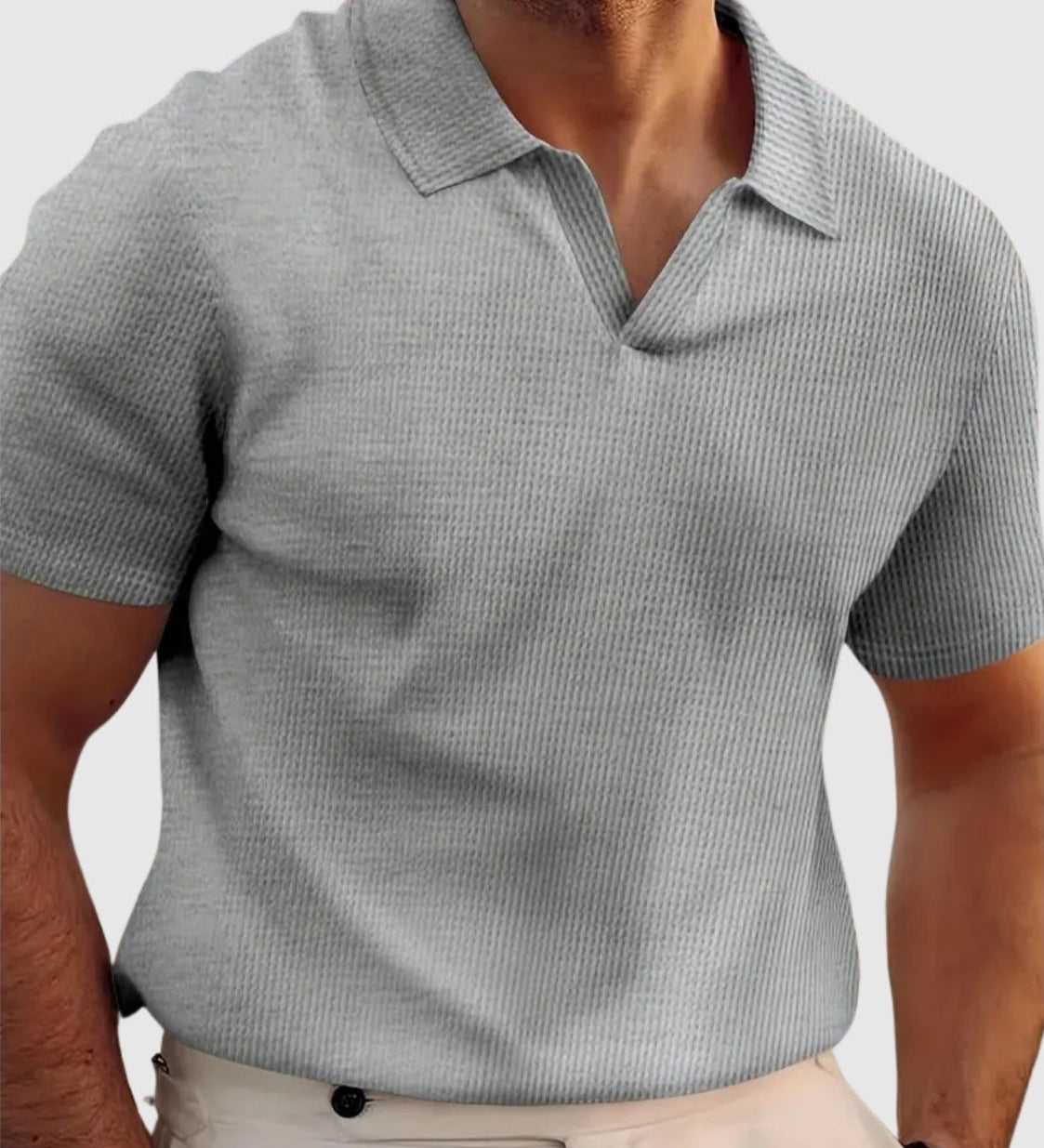 René | Žebrované tričko s výstřihem do V