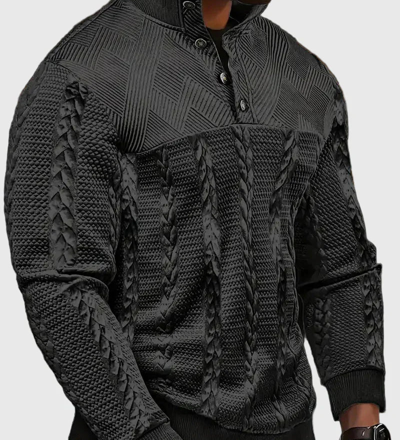 Dawson - Svetr s dlouhým rukávem Henley s pruhy