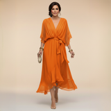 Monica | Šaty z chiffon s výstřihem do V