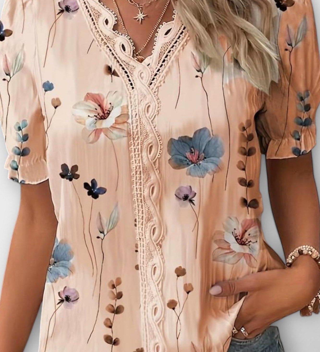 Bruna - Top elegante con scollatura a V a forma di cuore