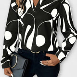 Joana - Blusa elegante a maniche lunghe con scollatura a V