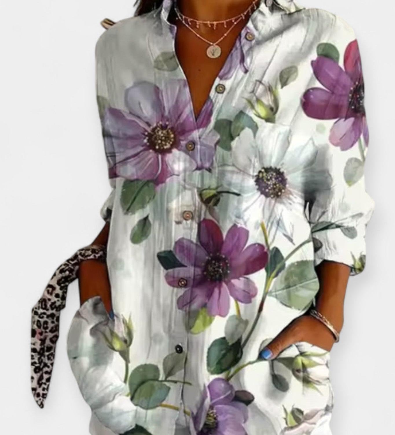Camicia con bottoni a fantasia floreale