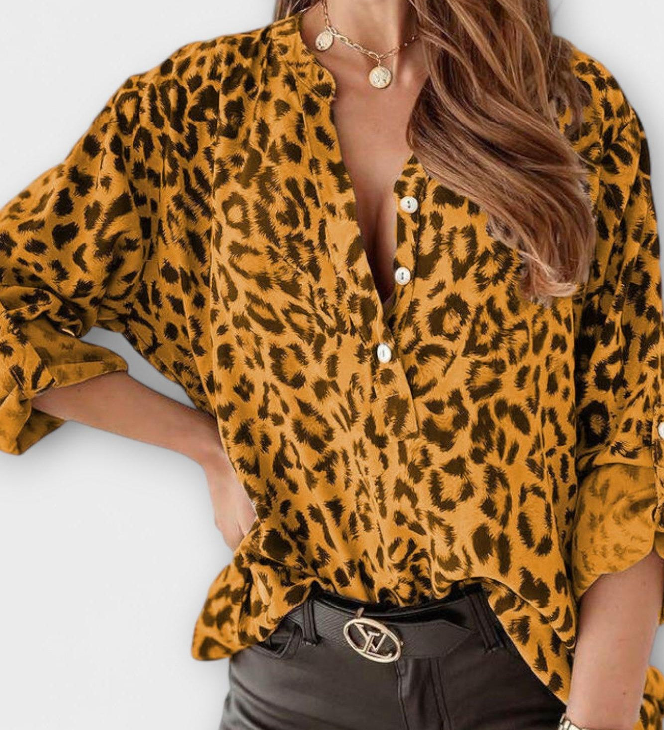 Luisa – Blusa stilosa con motivo leopardato