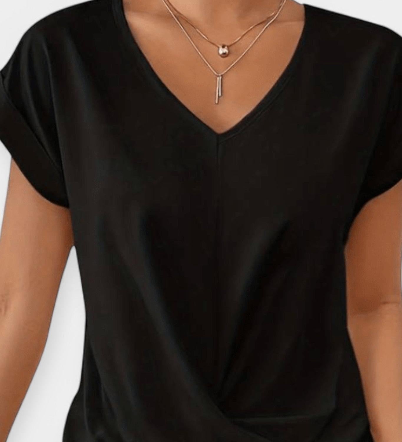 Maglione comodo a maniche corte a forma di V