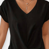 Maglione comodo a maniche corte a forma di V
