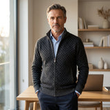 Pánský svetr | Pletený cardigan se zipem a vysokým límcem