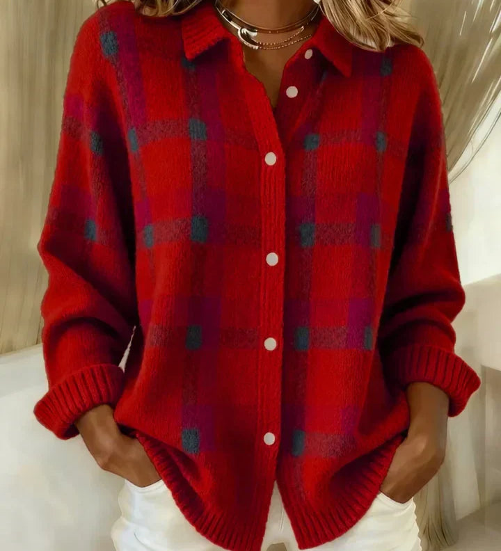 Anna - Retro svetr z ručně vyráběné vlny s kontrastem