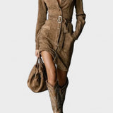 Veronika™ | Semišové midi šaty