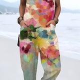 Ingeborg | Pantaloni con bretelle Aquarellblüte