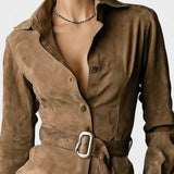 Veronika™ | Semišové midi šaty