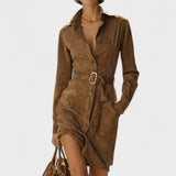 Veronika™ | Semišové midi šaty