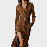 Veronika™ | Semišové midi šaty